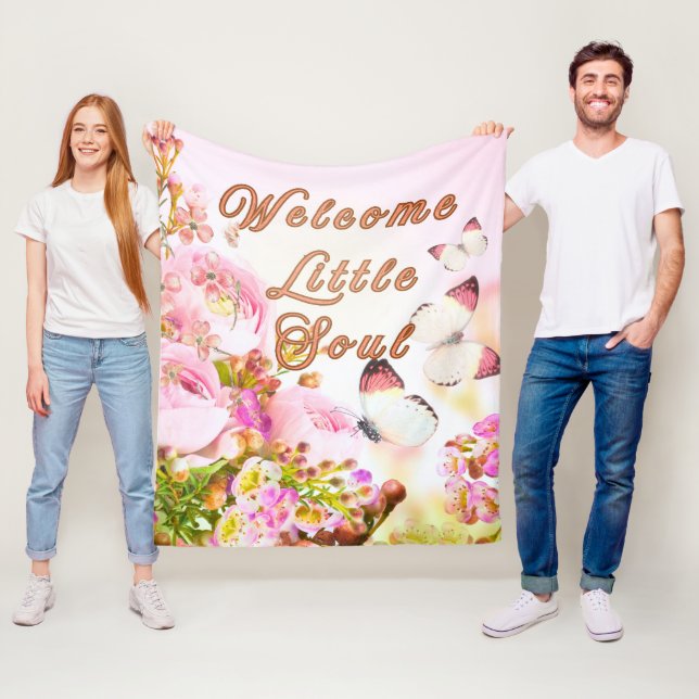 Polaire Couverture bébé Bienvenue Petite Âme — Douce Fauss (En situation)