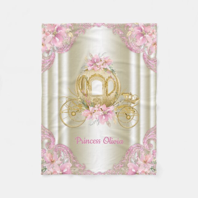Polaire Couverture bébé Carrosse Princesse Or Rose (Devant)