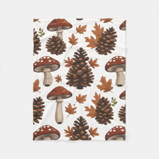 Polaire Couverture bébé Champignons & Cônes de pin | Caban