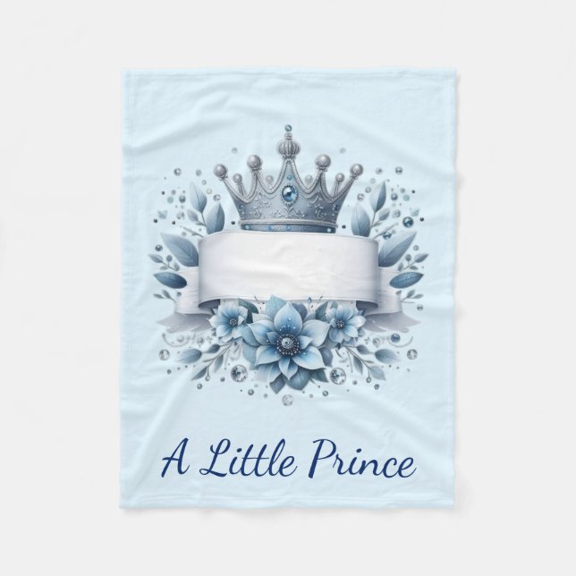 Polaire Couverture bébé Couronne de Prince Bleu Royal (Devant)