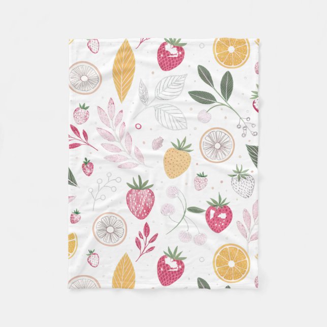 Polaire Couverture bébé en molleton douillet Citron Fraise (Devant)