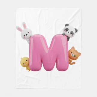 Polaire Couverture bébé en molleton rose avec lettre M en 