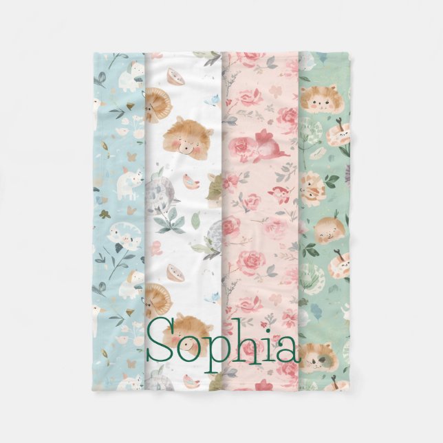 Polaire Couverture bébé fantaisiste motifs d'animaux de fo (Devant)