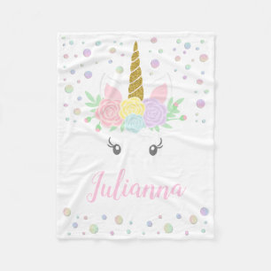 Polaire Couverture bébé licorne personnalisée