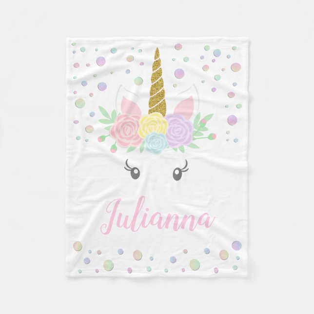 Polaire Couverture bébé licorne personnalisée (Devant)