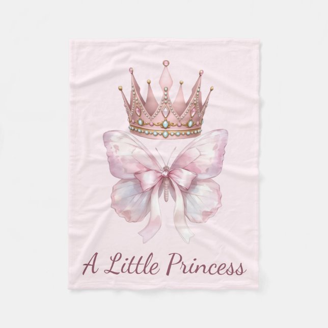 Polaire Couverture bébé papillon Couronne Royale Rose Prin (Devant)