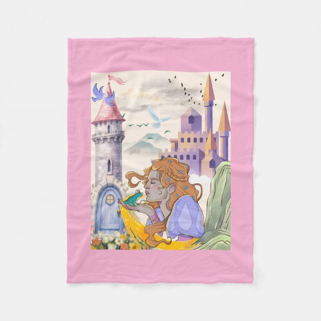 Polaire Couverture bébé Princesse & Château de Conte de Fé (Devant)
