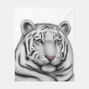 Polaire Couverture blanche d'ouatine d'yeux bleus de tigre
