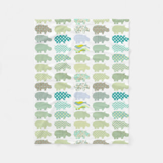 Polaire Couverture bleue et verte d'hippopotame