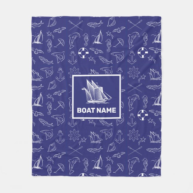 Polaire Couverture Bleue Marine Dessin Marin (Devant)