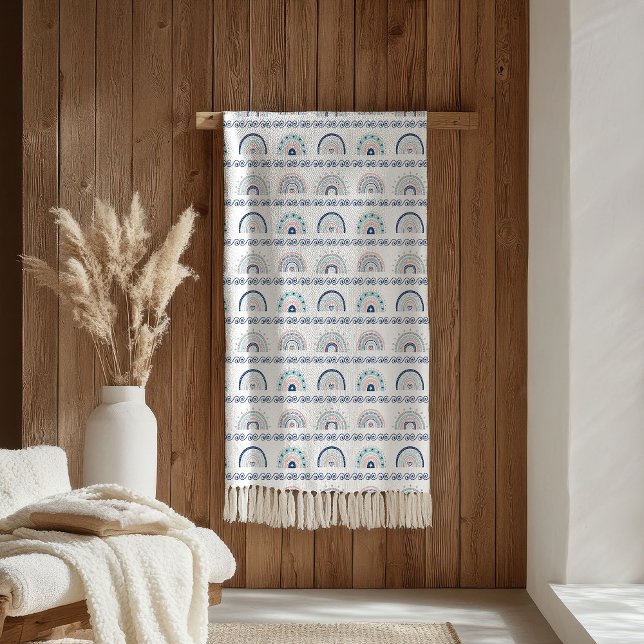 Polaire Couverture Bohème Chic Rose & Navy Douce Accent Ca (Boho Chic Blanket Pink & Navy Soft Gift Accent)