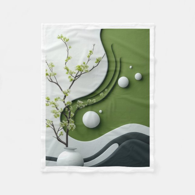 Polaire Couverture Branche et Sphères Vert Zen (Devant)