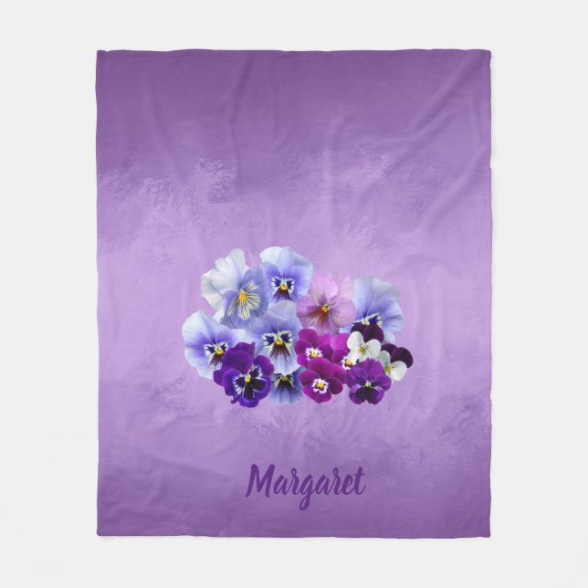 Polaire Couverture Cadeau Florale de Pensées Violettes Jol (Devant)
