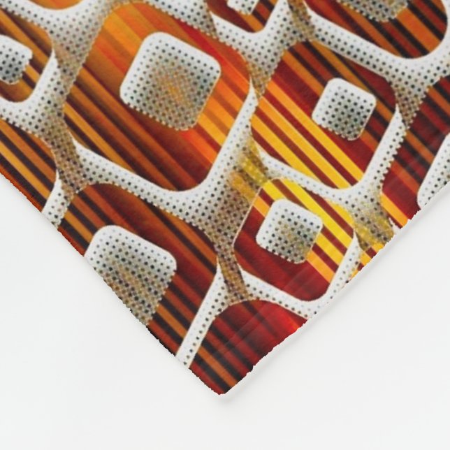 Polaire Couverture Carrés Orange et Blanc (Coin)