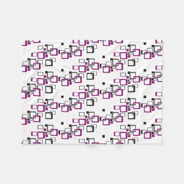 Polaire Couverture Carrés Violets et Gris (Devant (Horizontal))