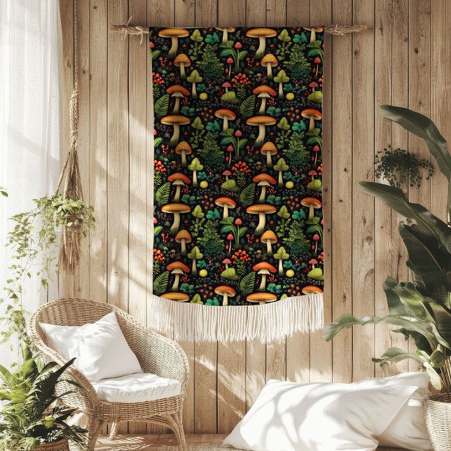 Polaire Couverture Champignon Milieu de Siècle, Ambiance C (Mid-Century Mushroom Blanket Earthy Cottage Vibe)