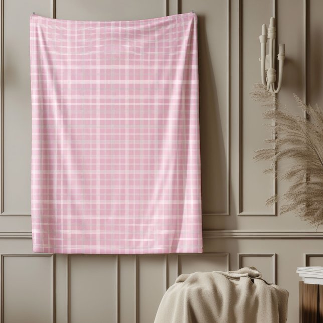 Polaire Couverture Chauffante rose Coche Vibes rustiques C (Warm Pink Check Blanket Rustic Cottage Vibes)