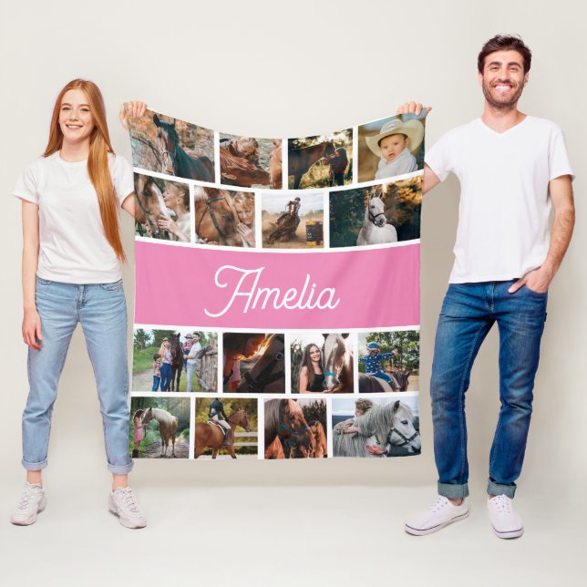 Polaire Couverture Cheval Pour Filles, Couverture Nom Enfa (En situation)