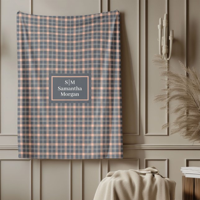 Polaire Couverture Classique Corail et Gris Cadeau pour El (Coral and Grey Blanket Classic Pastel Gift for Her)