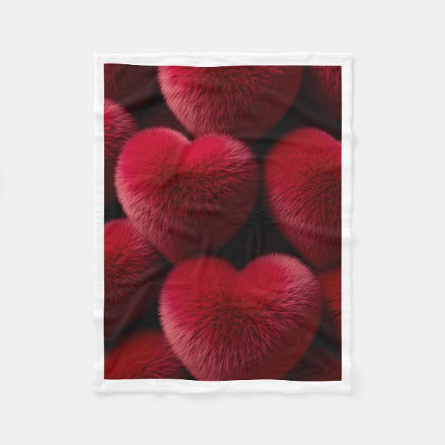 Polaire Couverture Cœurs en velours rouge ADOM (Devant)