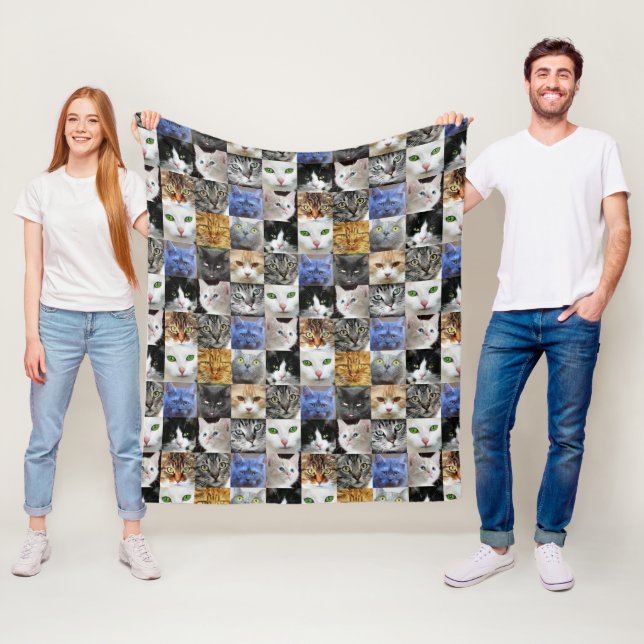 Polaire Couverture Collage de Visages de Chat (En situation)