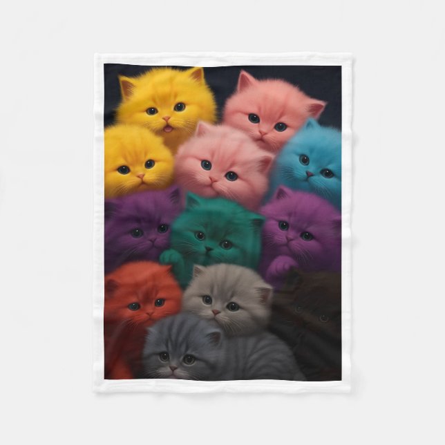 Polaire Couverture Colorée de Chatons Doux (Devant)