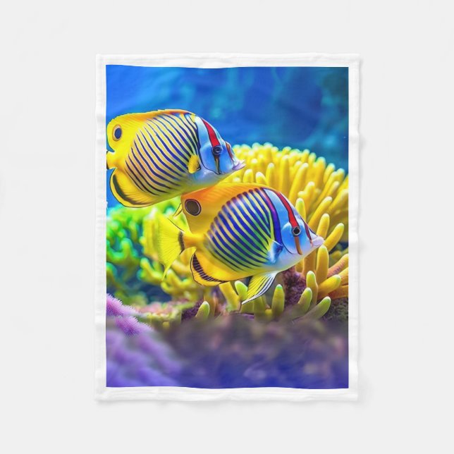 Polaire Couverture Corail de Poissons Tropicaux (Devant)