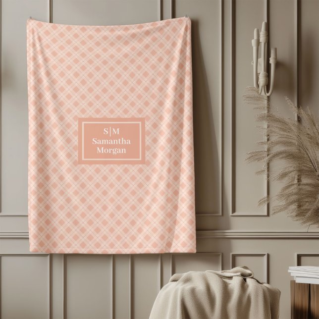 Polaire Couverture Corail Pastel Chic Cadeau Personnalisé  (Chic Pastel Coral Blanket Elegant Custom Name Gift)