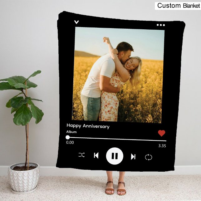 Polaire Couverture d'album photo d'anniversaire | Moderne  (Anniversary Photo Album Cover | Modern Stylish Fleece Blanket)