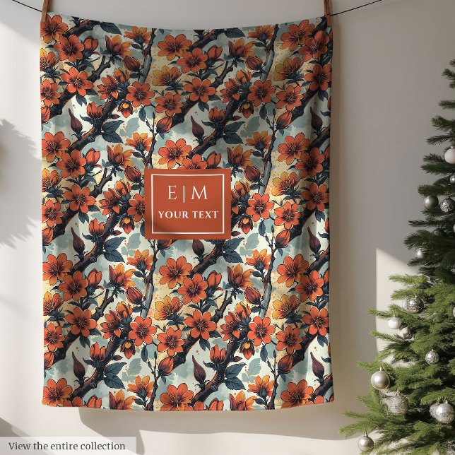 Polaire Couverture d'aquarelle moderne en sauge et cuivre (Modern watercolor blanket in sage and copper)