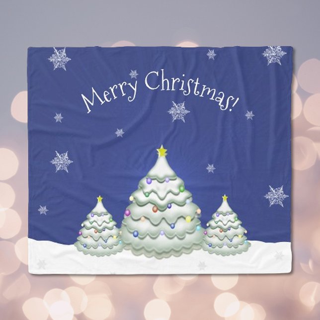 Polaire Couverture d'arbre de Noël bleu (Blue Christmas Tree Fleece Blanket)