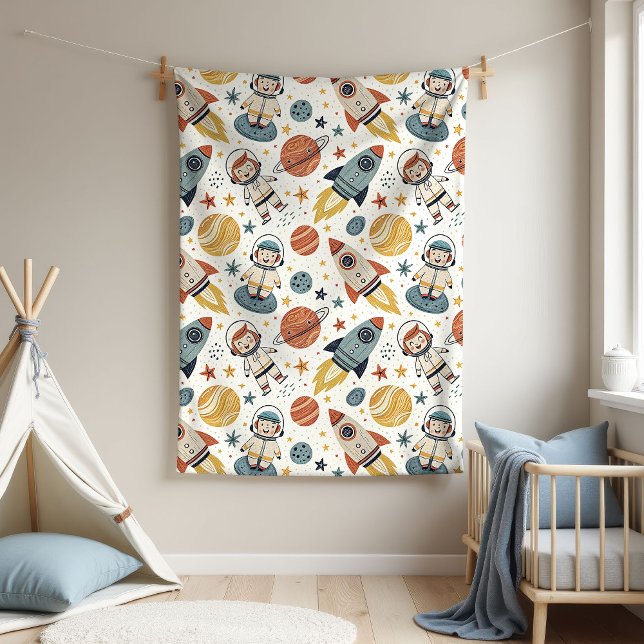 Polaire Couverture de bébé astronaute Cadeau de fusée pour (Astronaut Baby Blanket Rocket Gift for Little Boy)