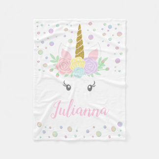 Polaire Couverture de bébé licorne personnalisée