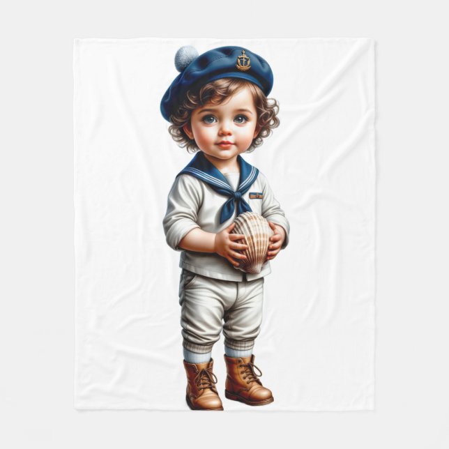 Polaire Couverture de bébé pour petit marin mignon (Devant)