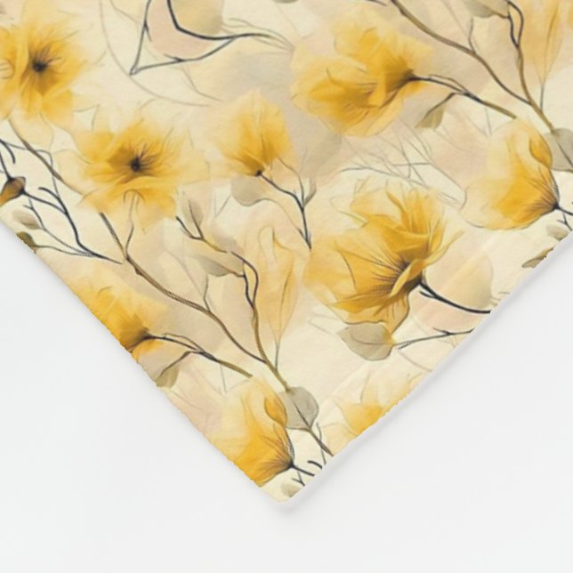 Polaire Couverture de branches florales jaunes (Coin)