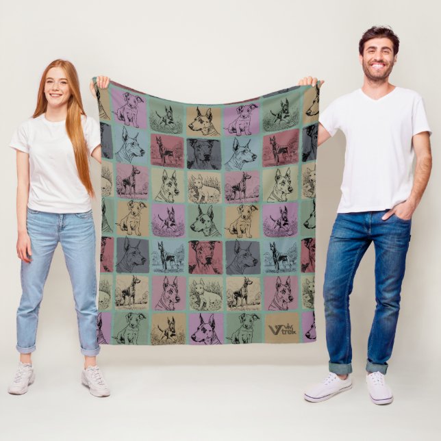 Polaire Couverture de cadeau de chien Dobermann Rétro Jeté (En situation)