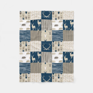 Polaire Couverture de chaume en bois en Tan et bleu marine