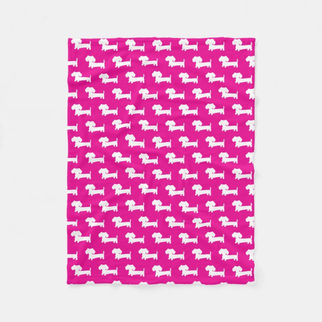 Polaire Couverture de chien Dachshund Wiener Hot Pink (Devant)