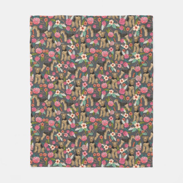 Polaire Couverture de chien floral Airedale Terrier (Devant)
