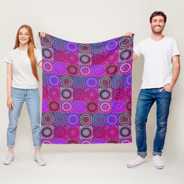 Polaire Couverture de courtepointe Boho - violet (En situation)