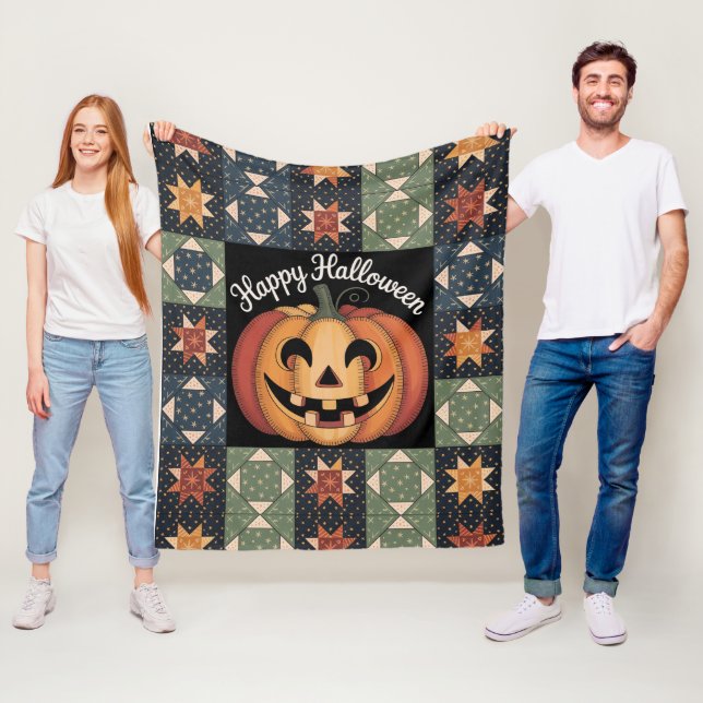 Polaire Couverture de courtepointe Jack-O'-Lantern en Whim (En situation)