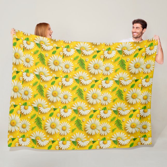 Polaire Couverture de décoration florale Marguerite Jaune (En situation)