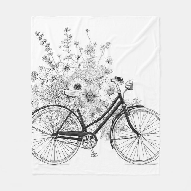 Polaire Couverture de dessin floral de bicyclette noire vi (Devant)