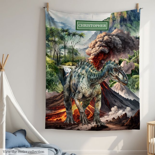 Polaire Couverture de dinosaure préhistorique personnalisé (Personalized Prehistoric Dinosaur Blanket with Name)