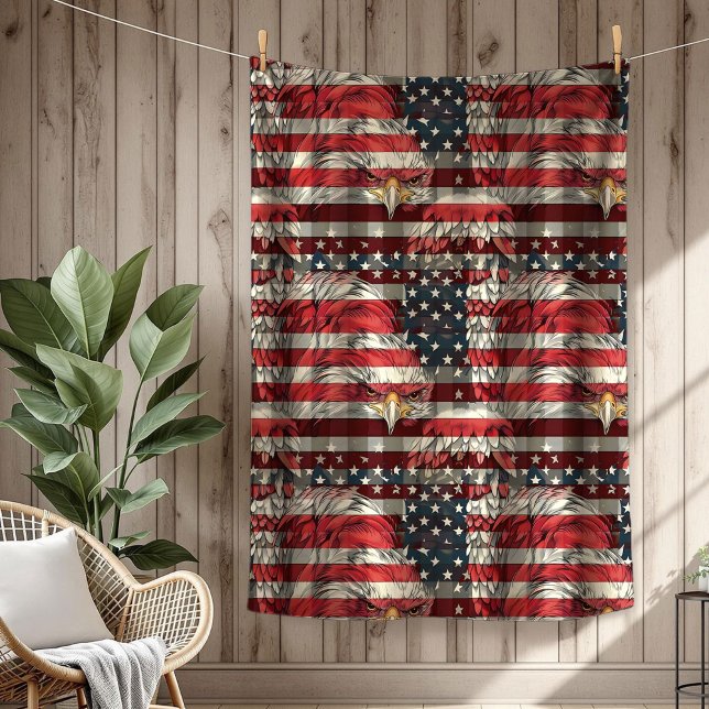 Polaire Couverture de drapeau patriotique Aigle Fierté pou (Patriotic Flag Blanket Eagle Pride for the Fourth)