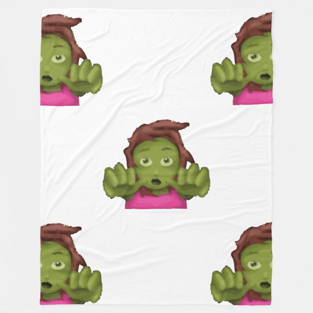 Polaire couverture de femme emoji zombie (Devant)