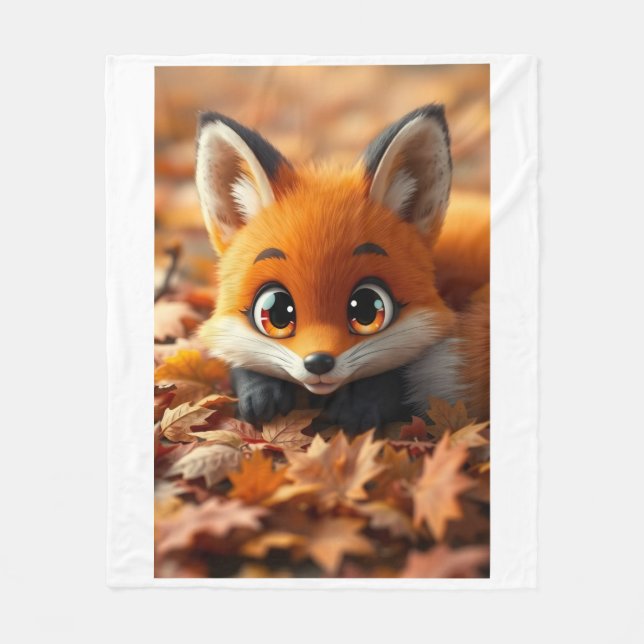Polaire Couverture de feuilles d'automne de renard mignon (Devant)