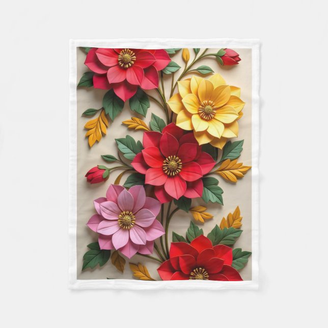 Polaire Couverture de fleurs en papier colorées (Devant)