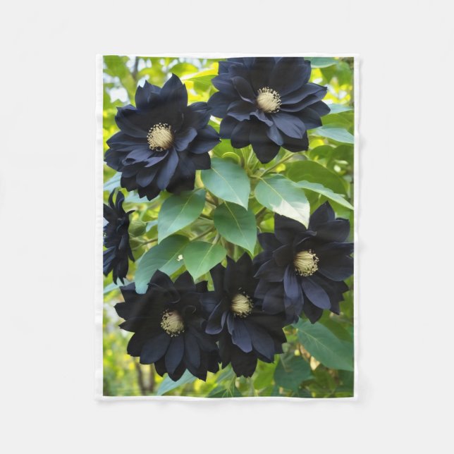 Polaire Couverture de jet ADOM Fleurs Noires Rares (Devant)