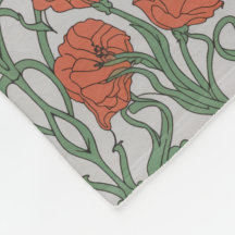 Couverture de jet Art Nouveau rouge poppy floral